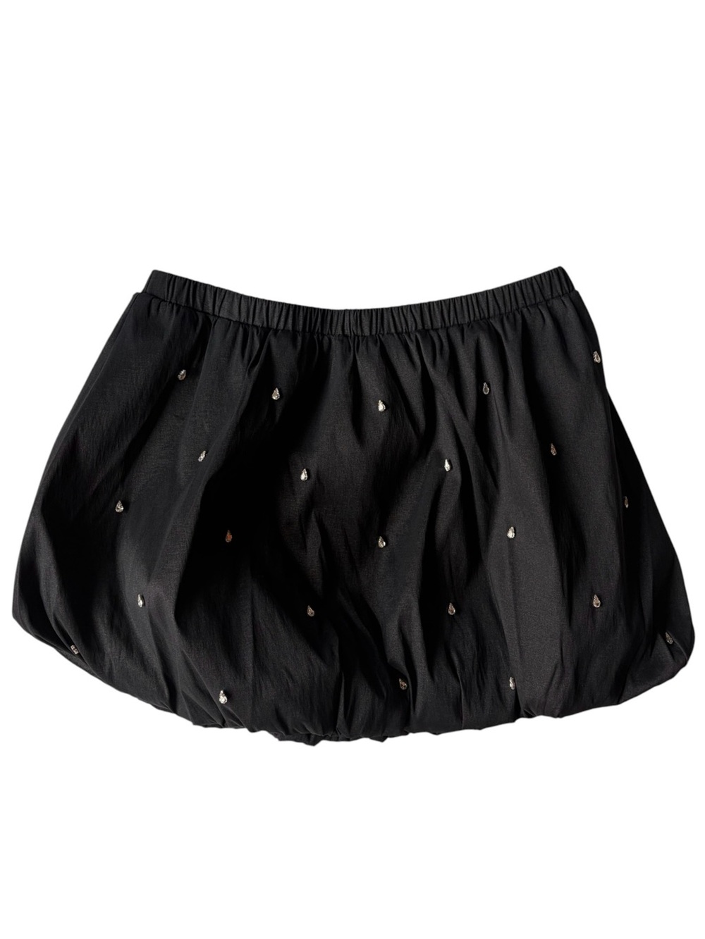 Gianni Bini Nadia Rhinestone Embellished Taffeta Bubble Mini Skirt Black M - Picture 3 of 7